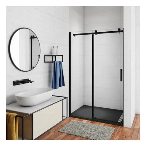 Aica Aica porta doccia per nicchia 120 cm cristallo 8 mm, profilo nero opaco