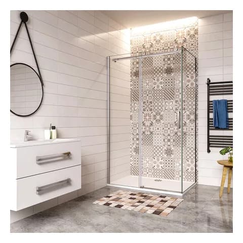 Aica Aica box doccia angolare 120x80 cristallo 8 mm, porta scorrevole e lato fisso