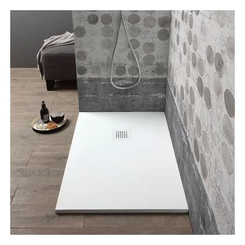 Kiamami Valentina Piatto doccia 80x120 in resina effetto pietra, slim 2,5 cm, antiscivolo