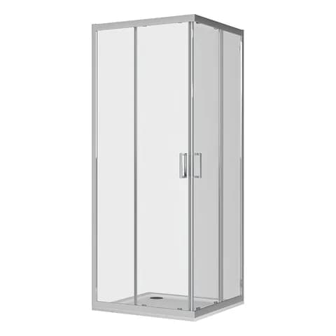 Parama Box doccia angolare 70x90 cristallo 6 mm, doppio scorrevole, profili cromati flat