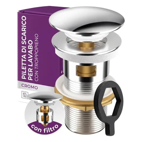 Equation (Leroy Merlin) Piletta click-clack con troppopieno per lavabo 1"1/4, cromo