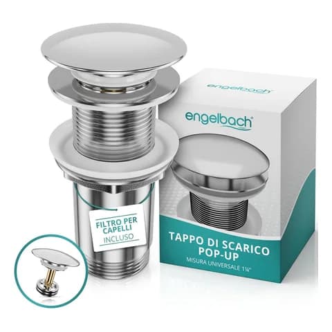 Leroy Merlin / Tecom Piletta click-clack senza troppopieno per lavabo d'appoggio 1"1/4, ottone cromato
