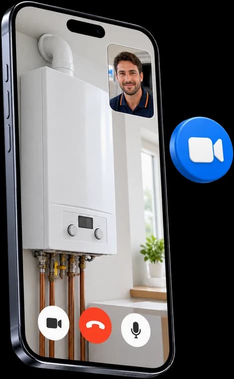 Videochiamata con il tecnico: il cliente inquadra la caldaia con il telefono