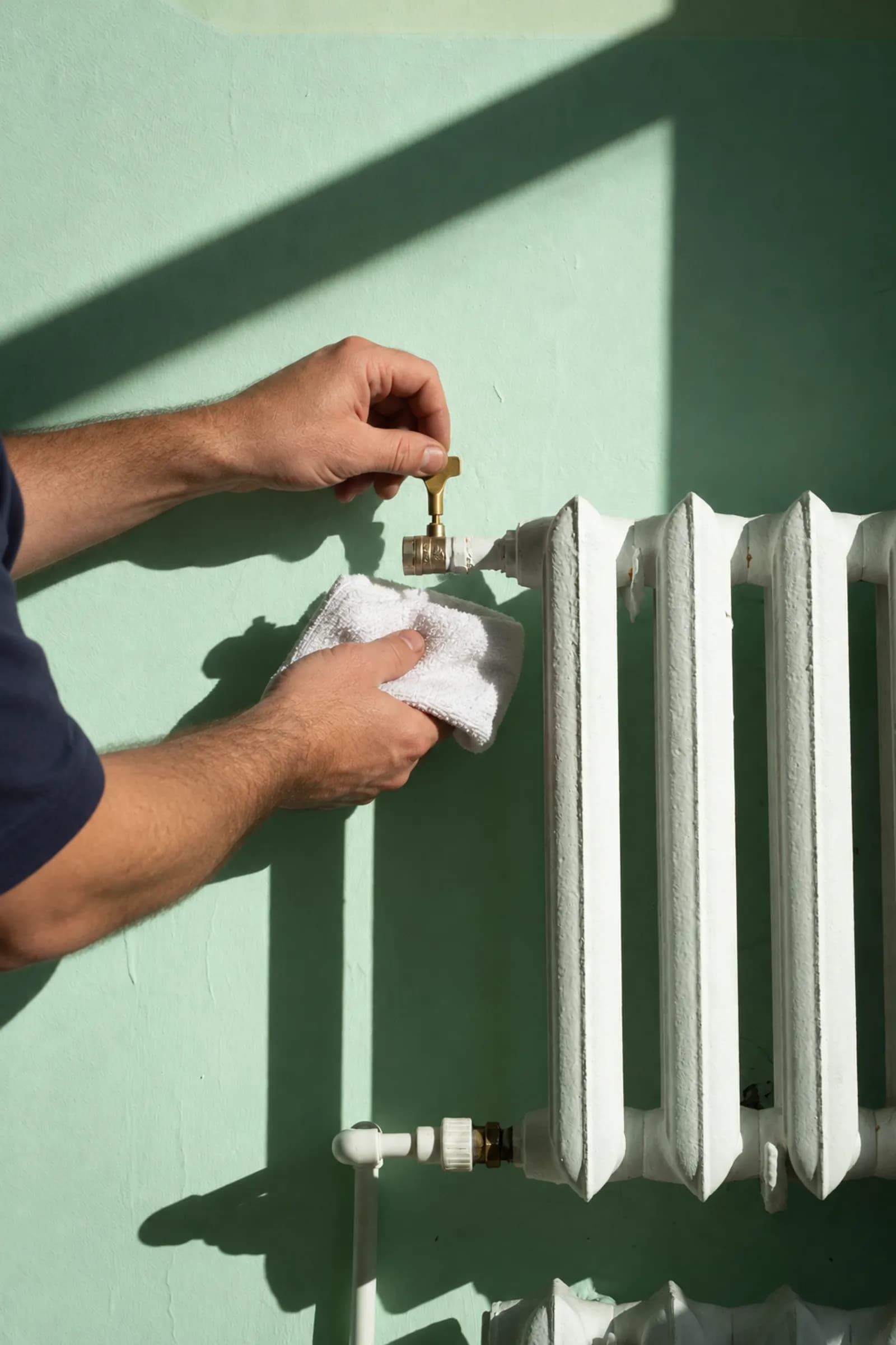 Sfiato dell'aria da un termosifone in ghisa